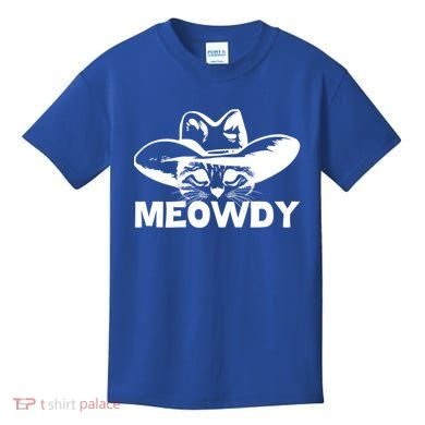 Meowdy Funny Mashup Between Meow And Howdy Cat Meme Cool Gift Kids T-Shirt