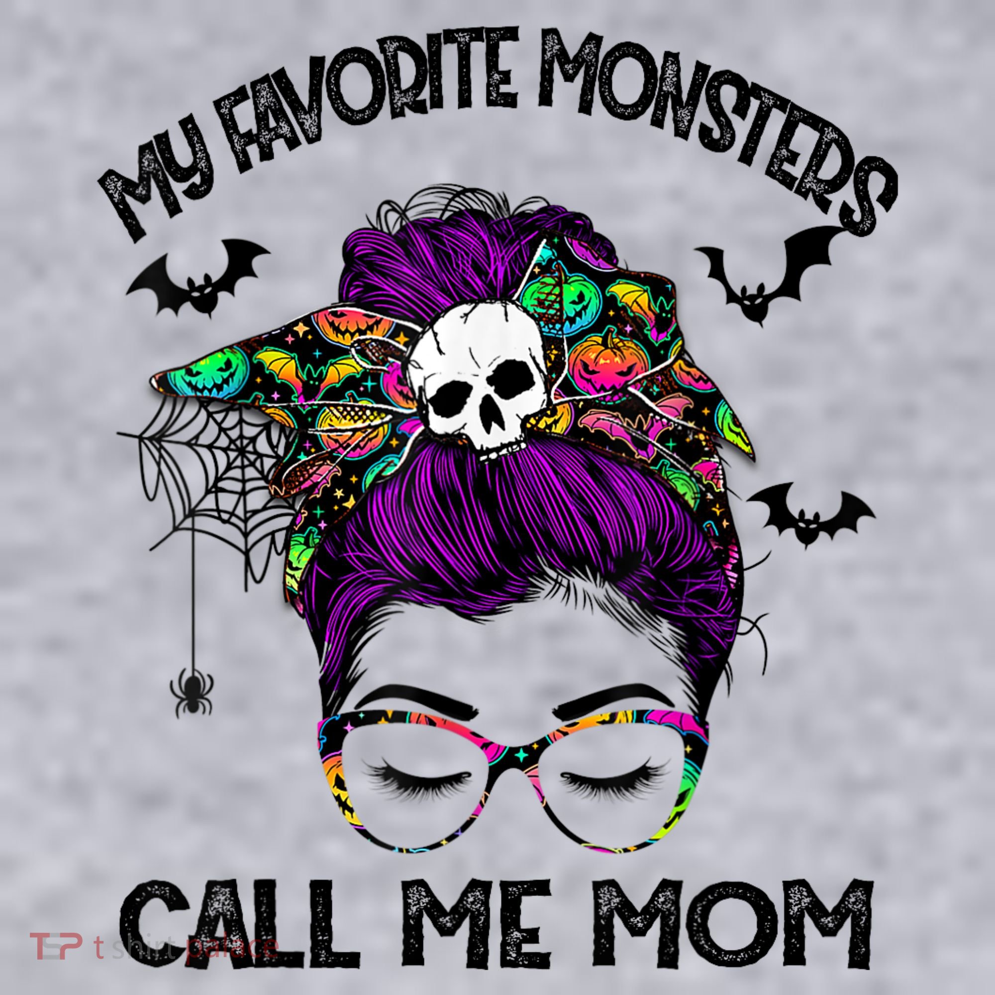 My Favorite Monsters Call Me Mom Messy Bun Happy Halloween Women's Sweatshirt