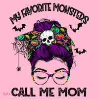 My Favorite Monsters Call Me Mom Messy Bun Happy Halloween Coaster thumb 2