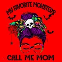 My Favorite Monsters Call Me Mom Messy Bun Happy Halloween Santa Hat thumb 1