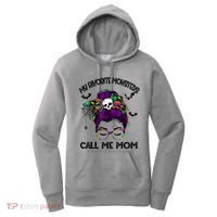 My Favorite Monsters Call Me Mom Messy Bun Happy Halloween Women's Hoodie thumb 0