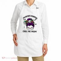 My Favorite Monsters Call Me Mom Messy Bun Happy Halloween Apron thumb 2