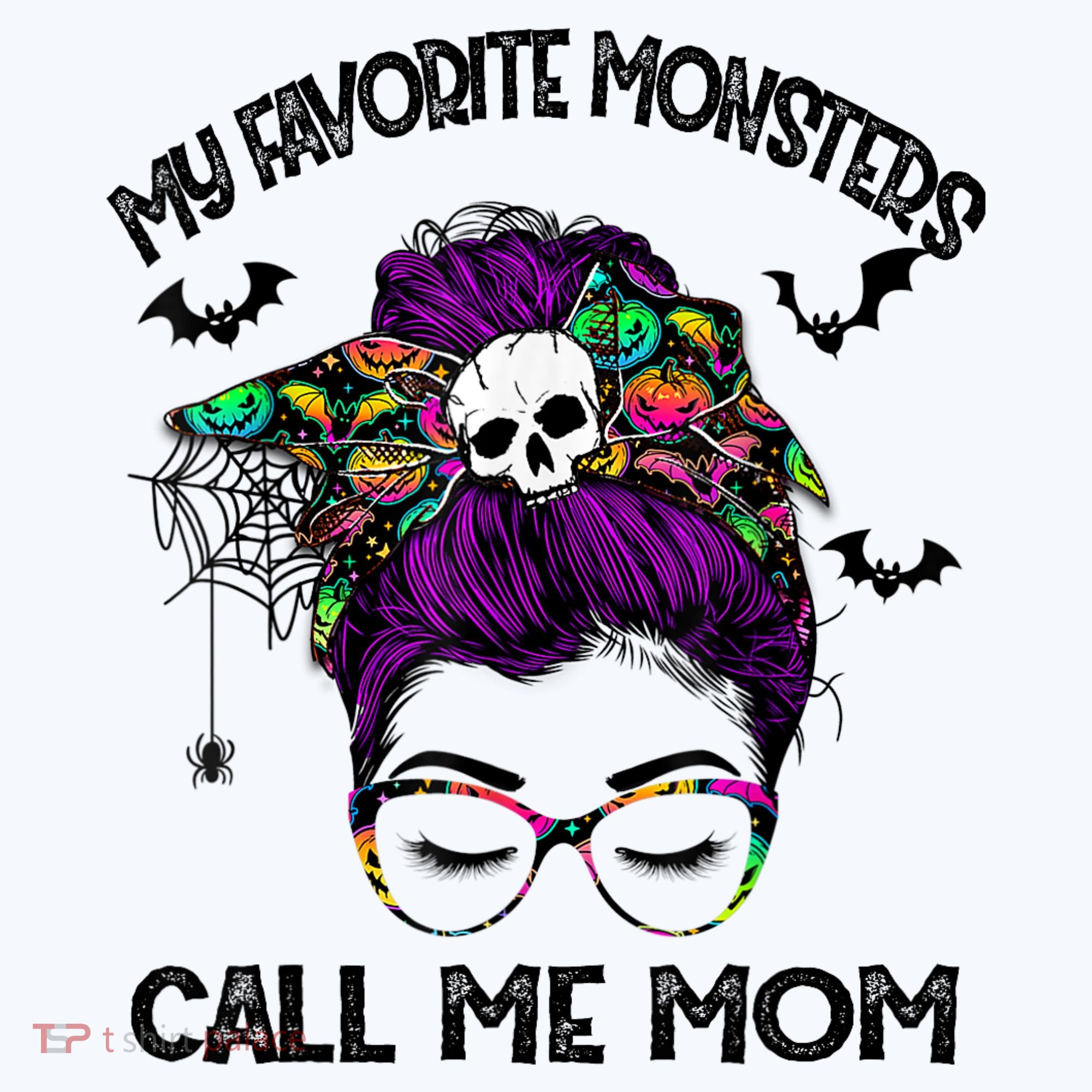My Favorite Monsters Call Me Mom Messy Bun Happy Halloween Visor