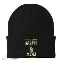 My Favorite Marine Calls Me Mom Cool Gift Beanie thumb 0