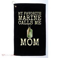 My Favorite Marine Calls Me Mom Cool Gift Golf Towel thumb 0