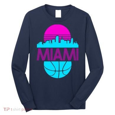 Miami Florida Neon Retro Logo Long Sleeve Shirt