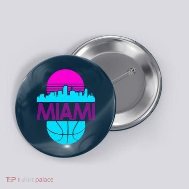 Miami Florida Neon Retro Logo Button