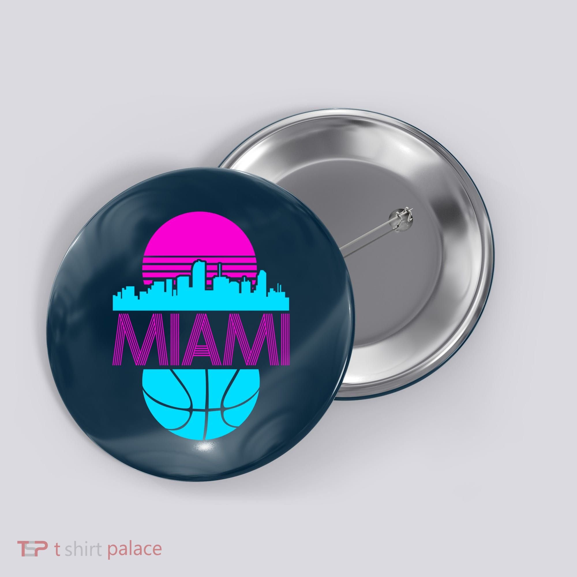 Miami Florida Neon Retro Logo Button