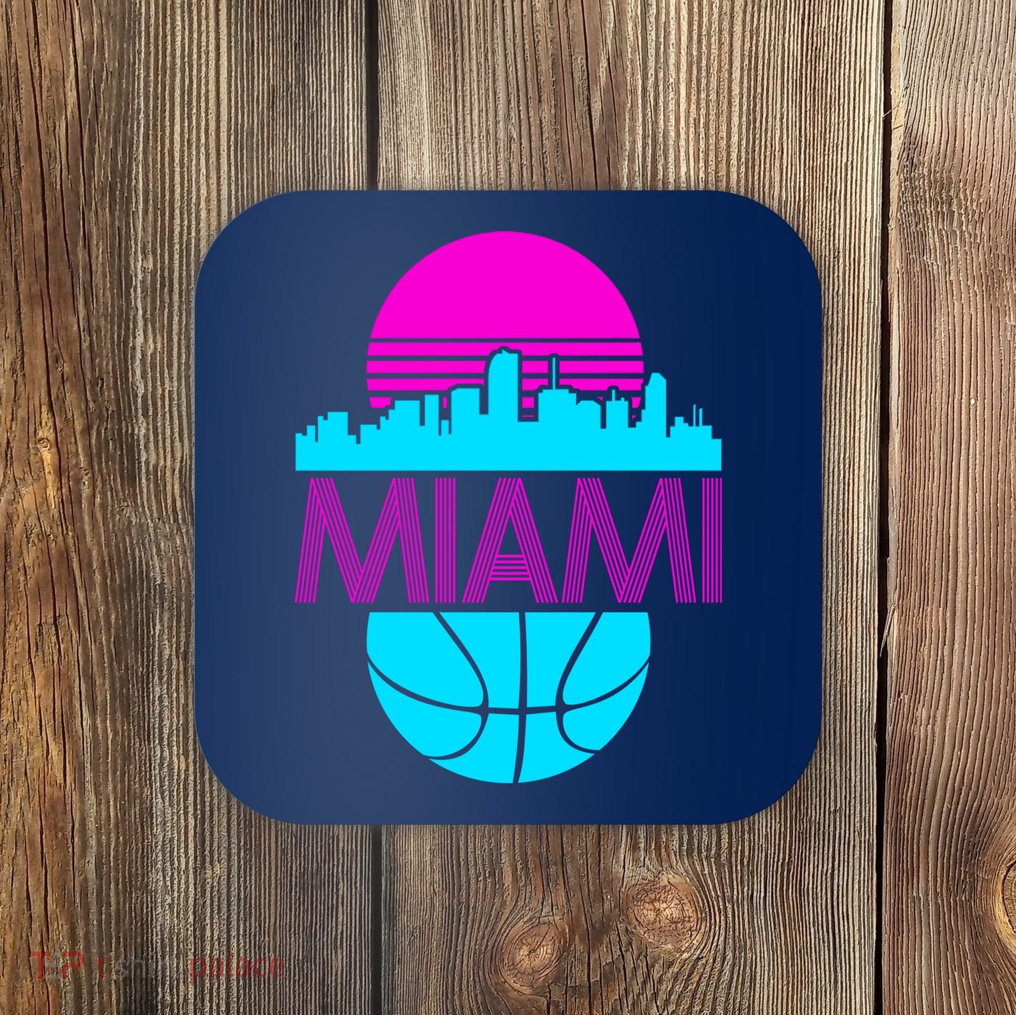 Miami Florida Neon Retro Logo Coaster