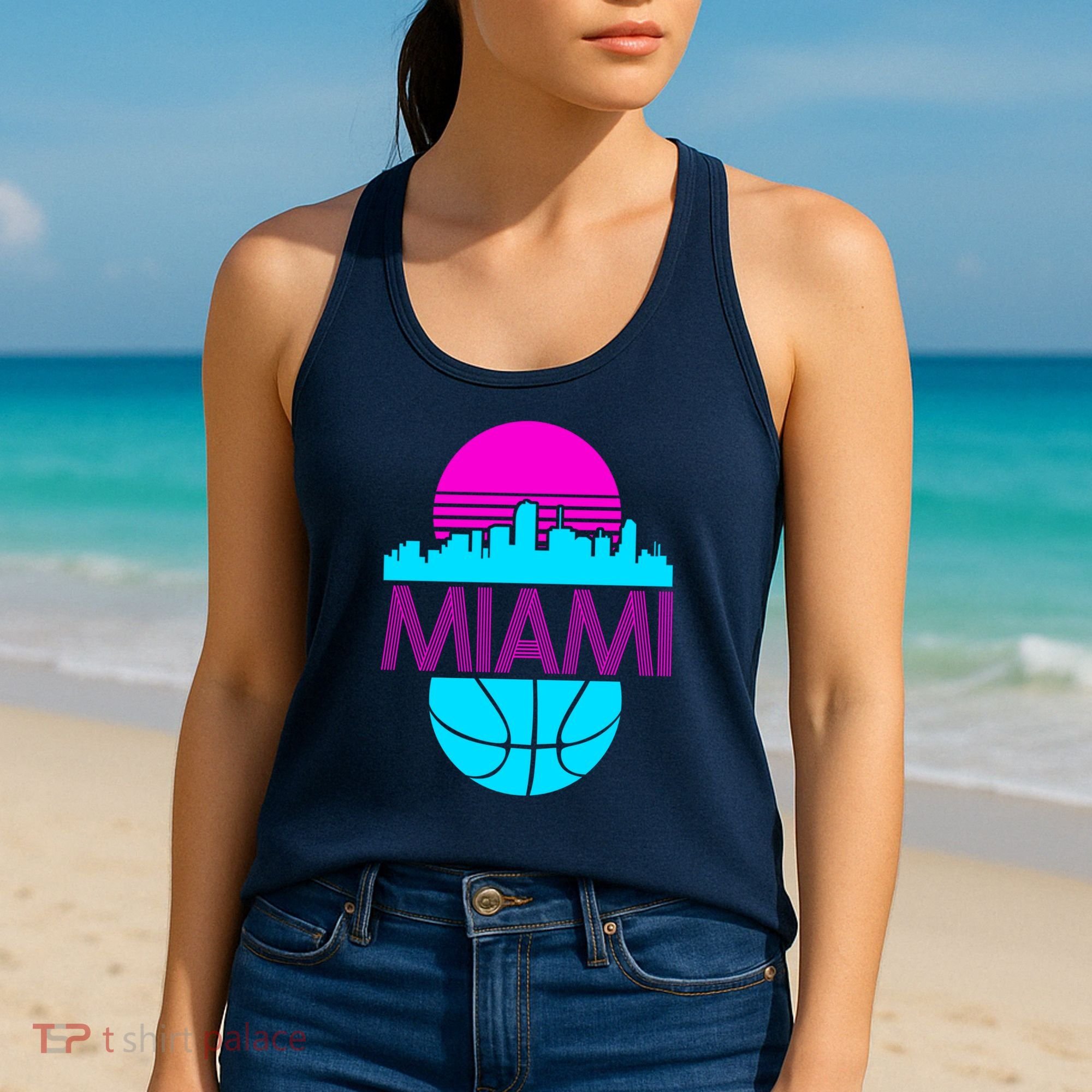 Miami Florida Neon Retro Logo Women's Tank Top