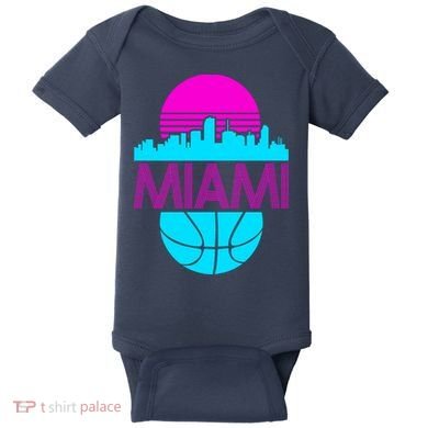 Miami Florida Neon Retro Logo Baby Bodysuit