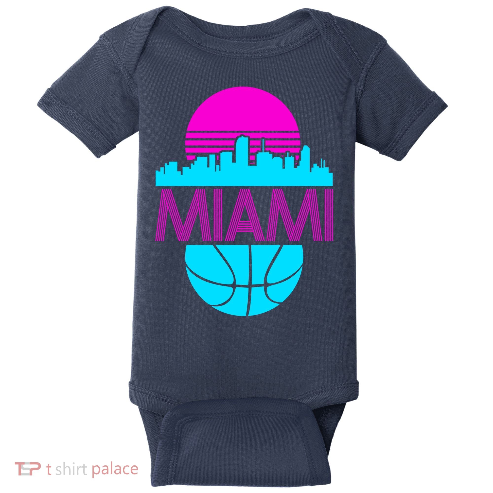 Miami Florida Neon Retro Logo Baby Bodysuit