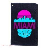 Miami Florida Neon Retro Logo Golf Towel thumb 0