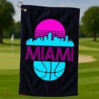 Miami Florida Neon Retro Logo Golf Towel thumb 1