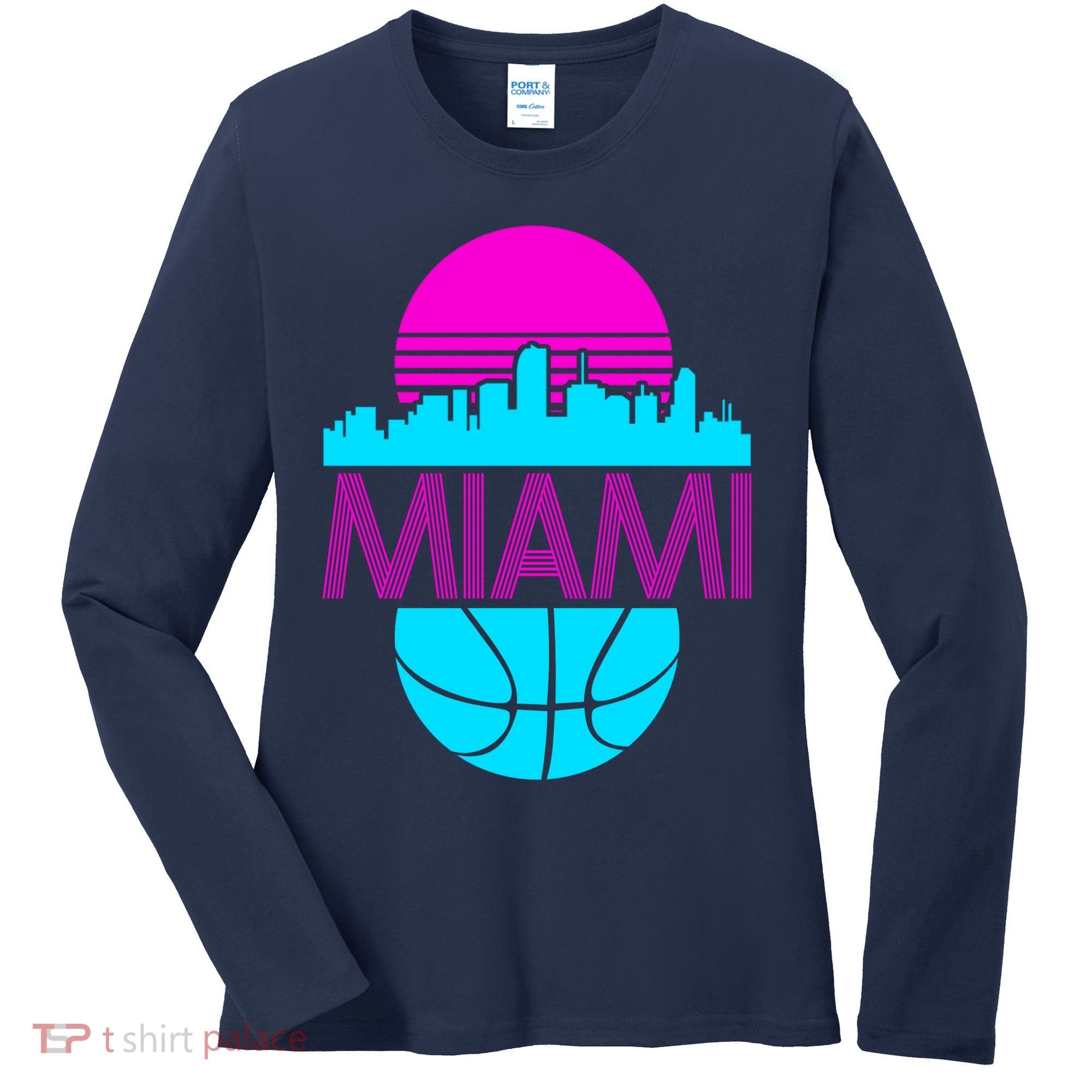 Miami Florida Neon Retro Logo Women's Long Sleeve Shirt