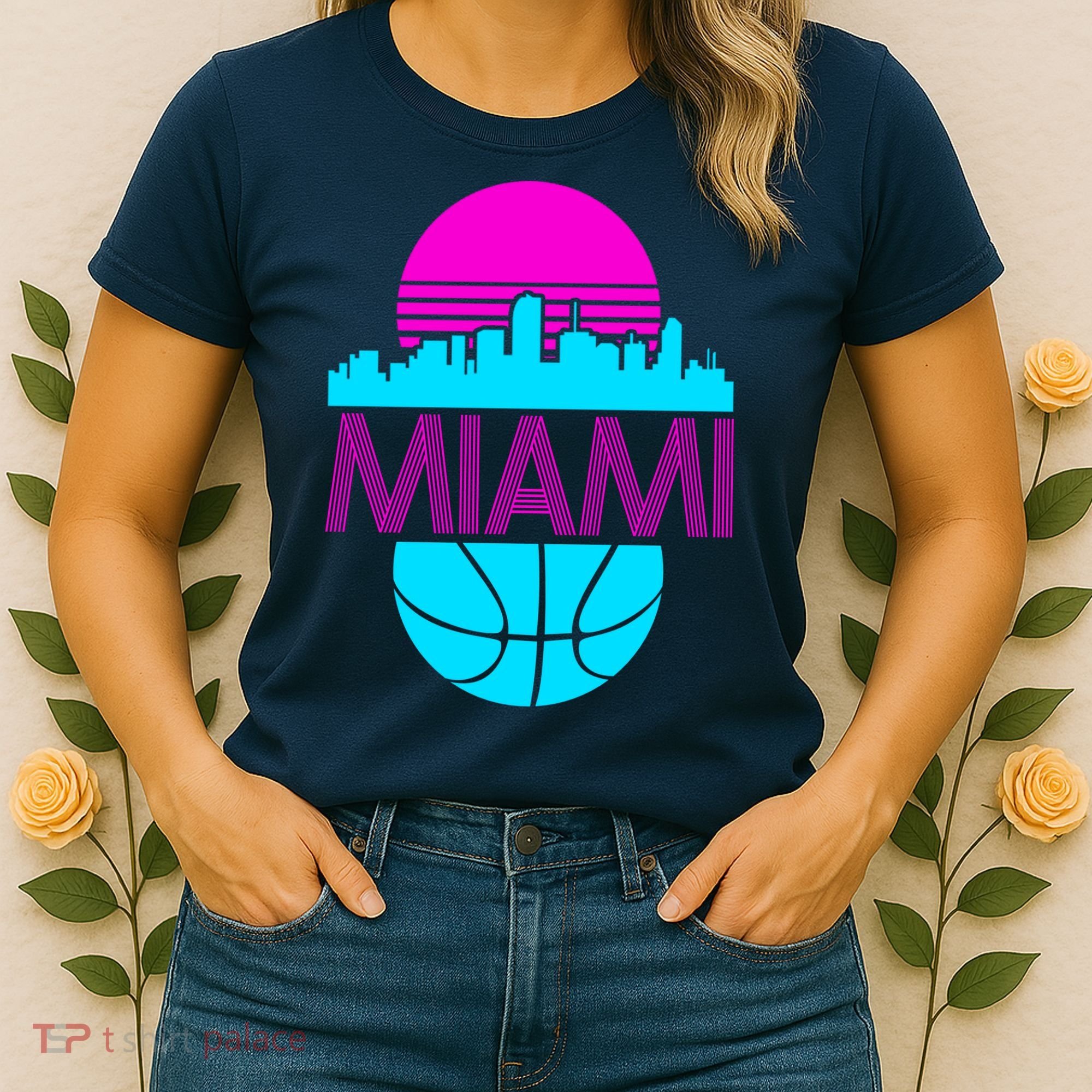 Miami Florida Neon Retro Logo Women's T-Shirt