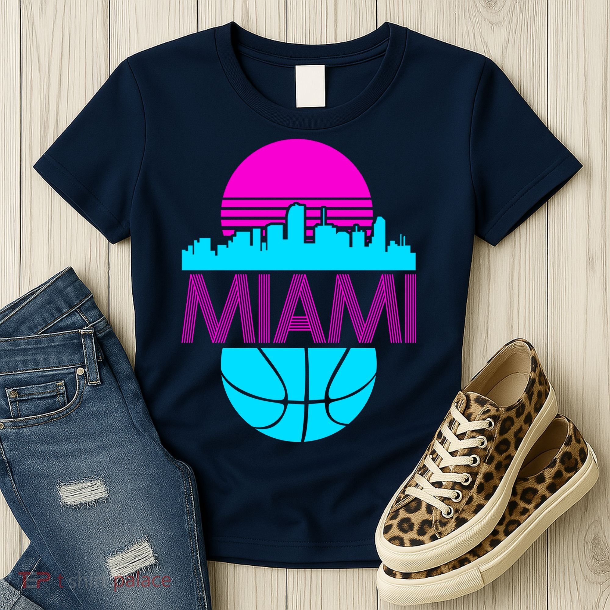 Miami Florida Neon Retro Logo Women's T-Shirt