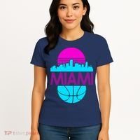 Miami Florida Neon Retro Logo Women's T-Shirt thumb 4