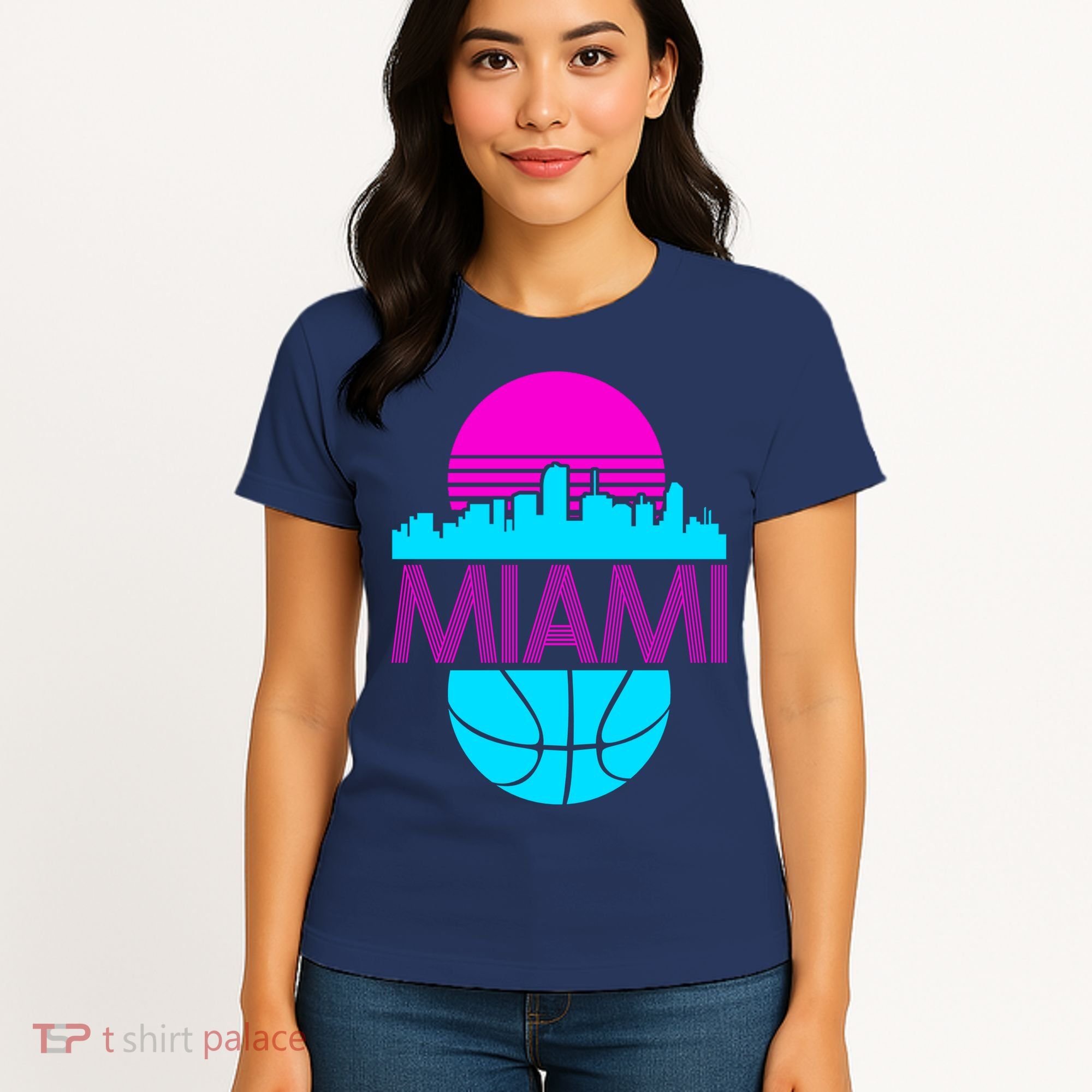 Miami Florida Neon Retro Logo Women's T-Shirt