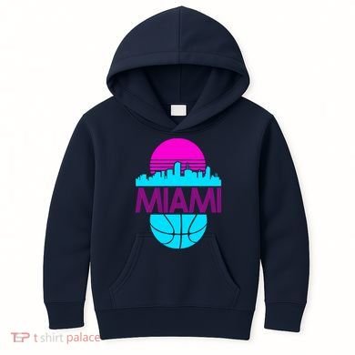 Miami Florida Neon Retro Logo Kids Hoodie