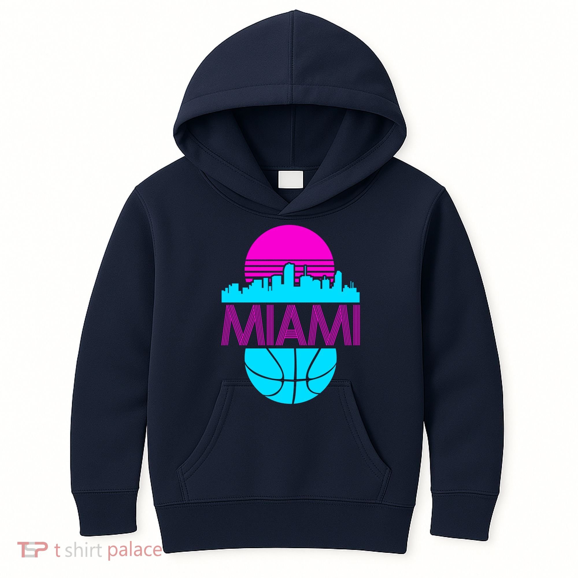 Miami Florida Neon Retro Logo Kids Hoodie
