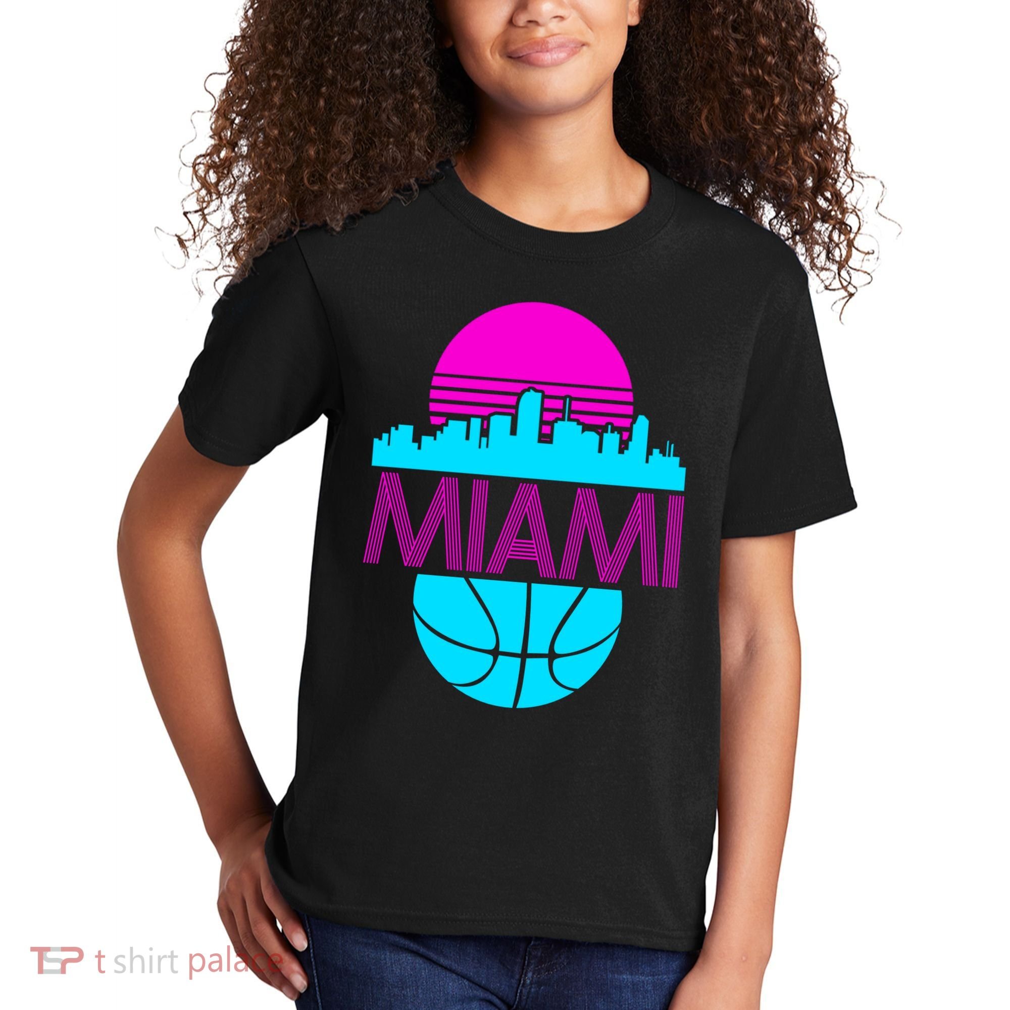 Miami Florida Neon Retro Logo Kids T-Shirt