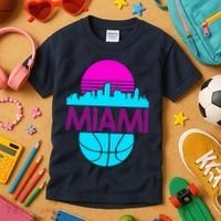 Miami Florida Neon Retro Logo Kids T-Shirt thumb 3