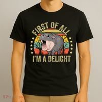 Moodeng First Of All IM A Delight Vintage Angry Moo Deng T-Shirt thumb 3