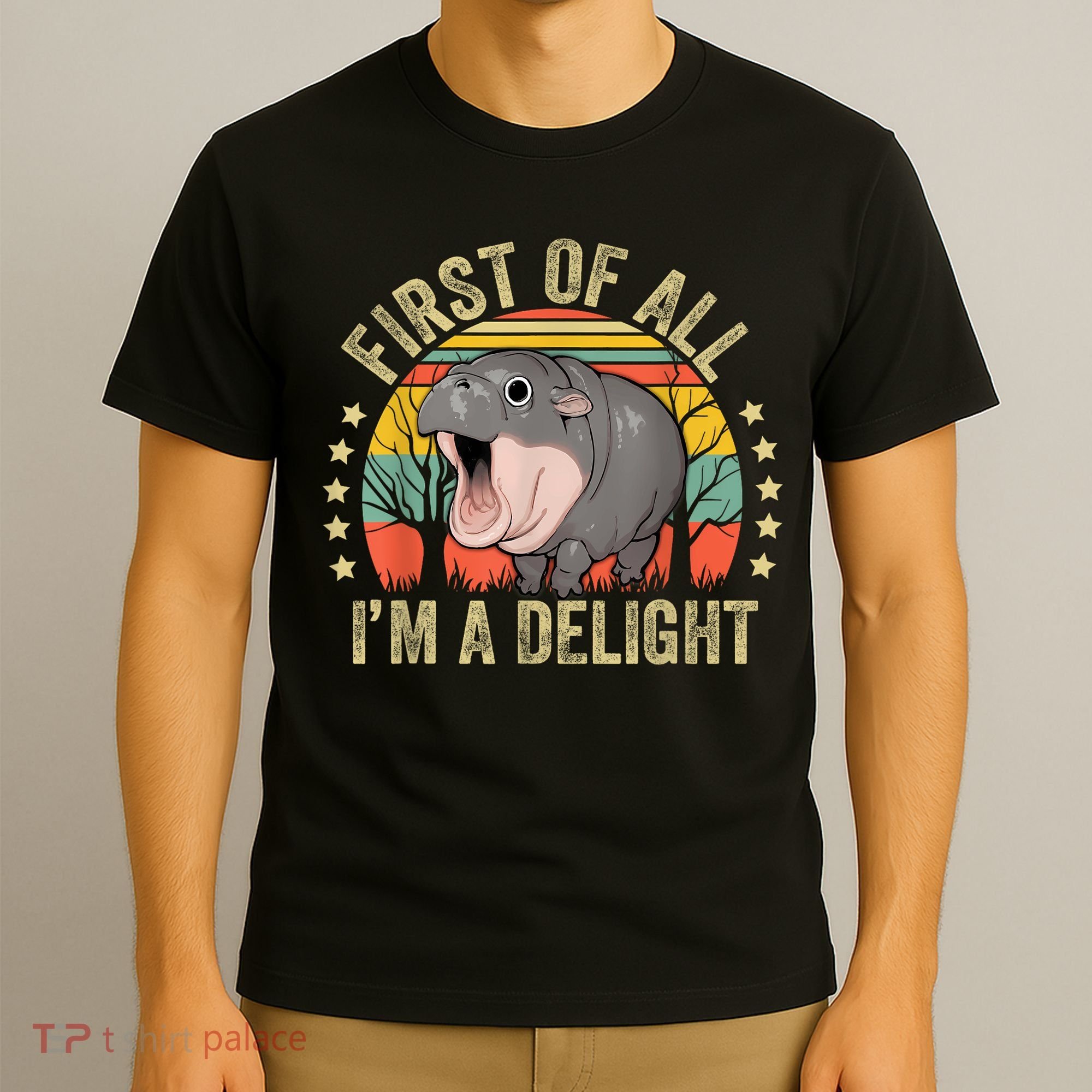 Moodeng First Of All IM A Delight Vintage Angry Moo Deng T-Shirt