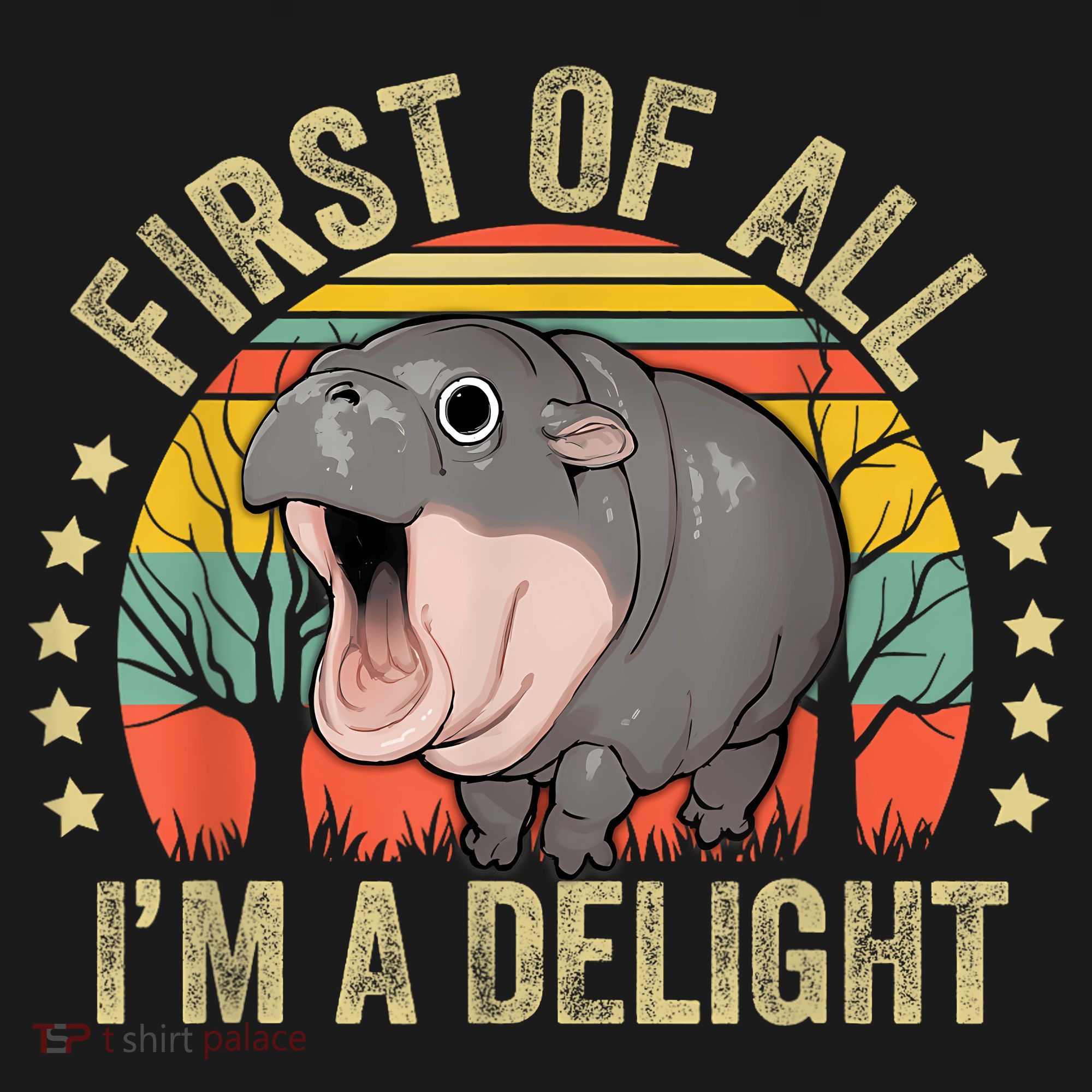 Moodeng First Of All IM A Delight Vintage Angry Moo Deng T-Shirt