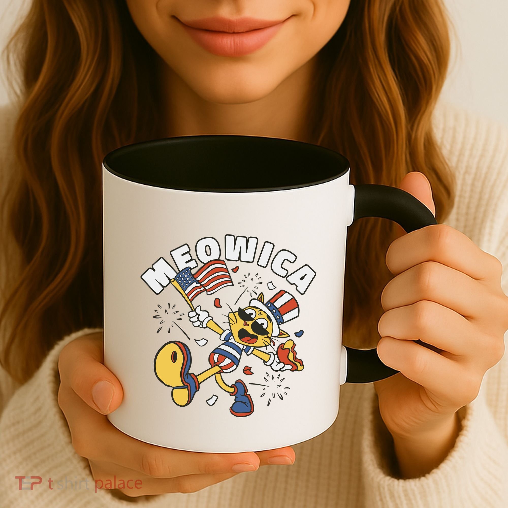 Meowica Fourth Of July Funny Cat Coffee Mug