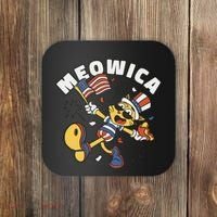 Meowica Fourth Of July Funny Cat Coaster thumb 0