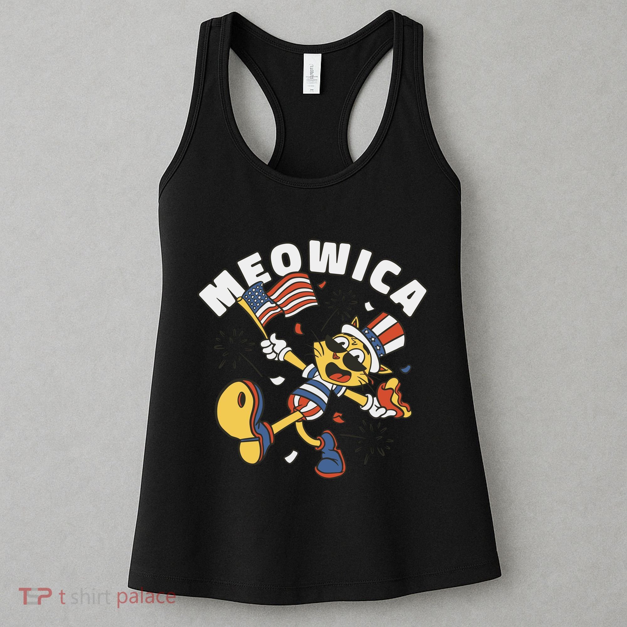 Meowica Fourth Of July Funny Cat Women's Tank Top