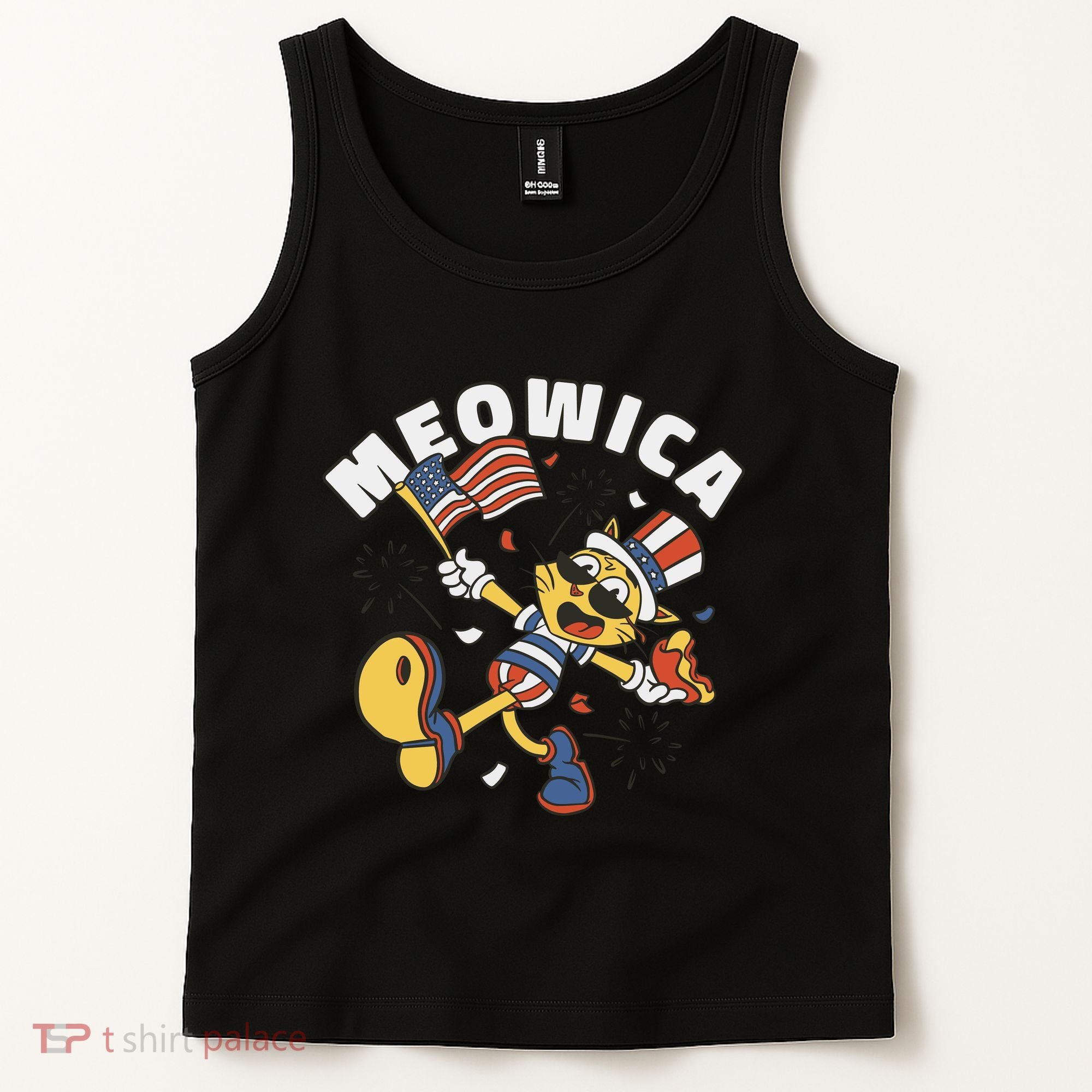 Meowica Fourth Of July Funny Cat Tank Top