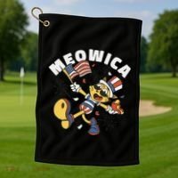 Meowica Fourth Of July Funny Cat Golf Towel thumb 1