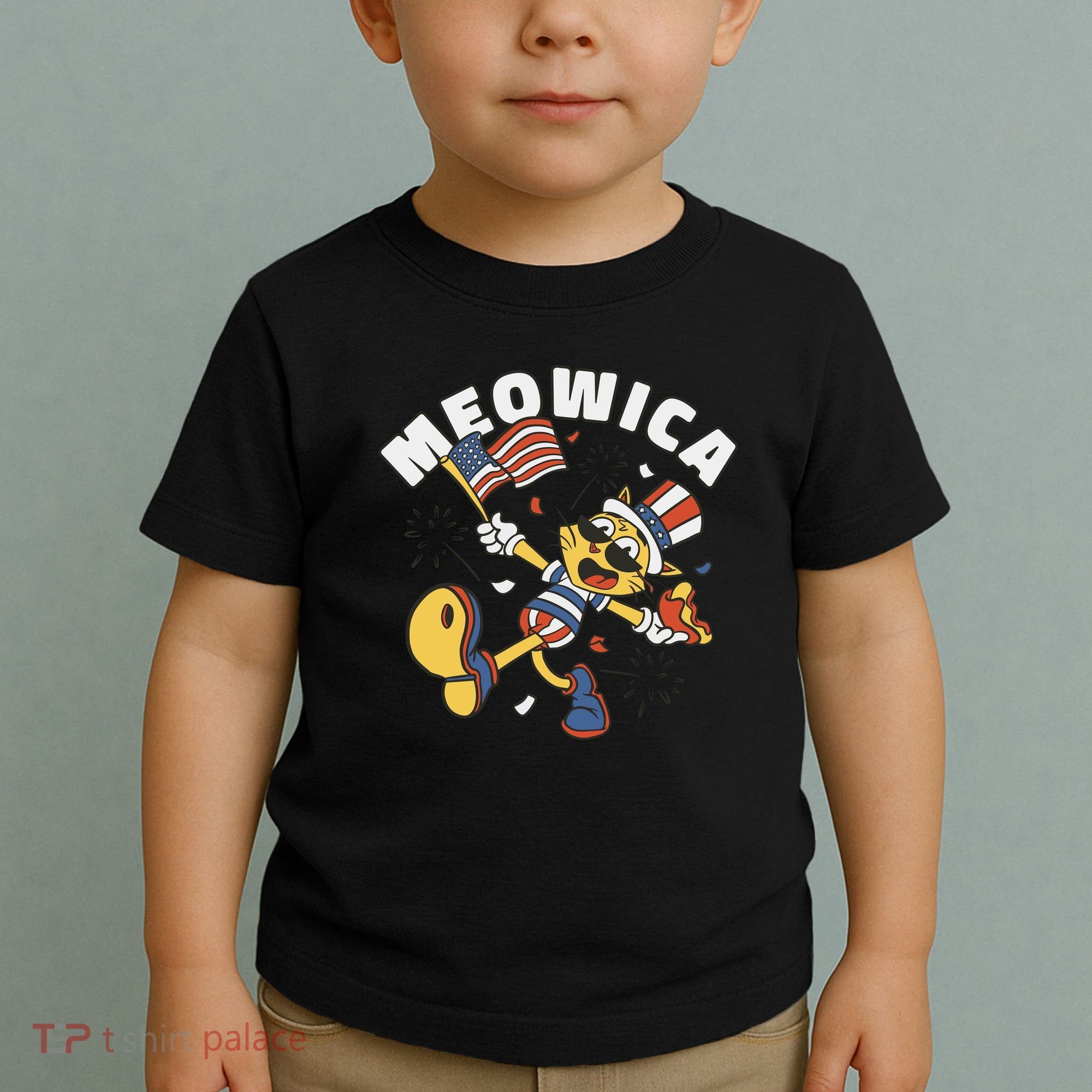 Meowica Fourth Of July Funny Cat Toddler T-Shirt