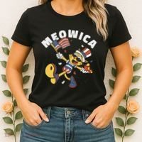 Meowica Fourth Of July Funny Cat Women's T-Shirt thumb 2