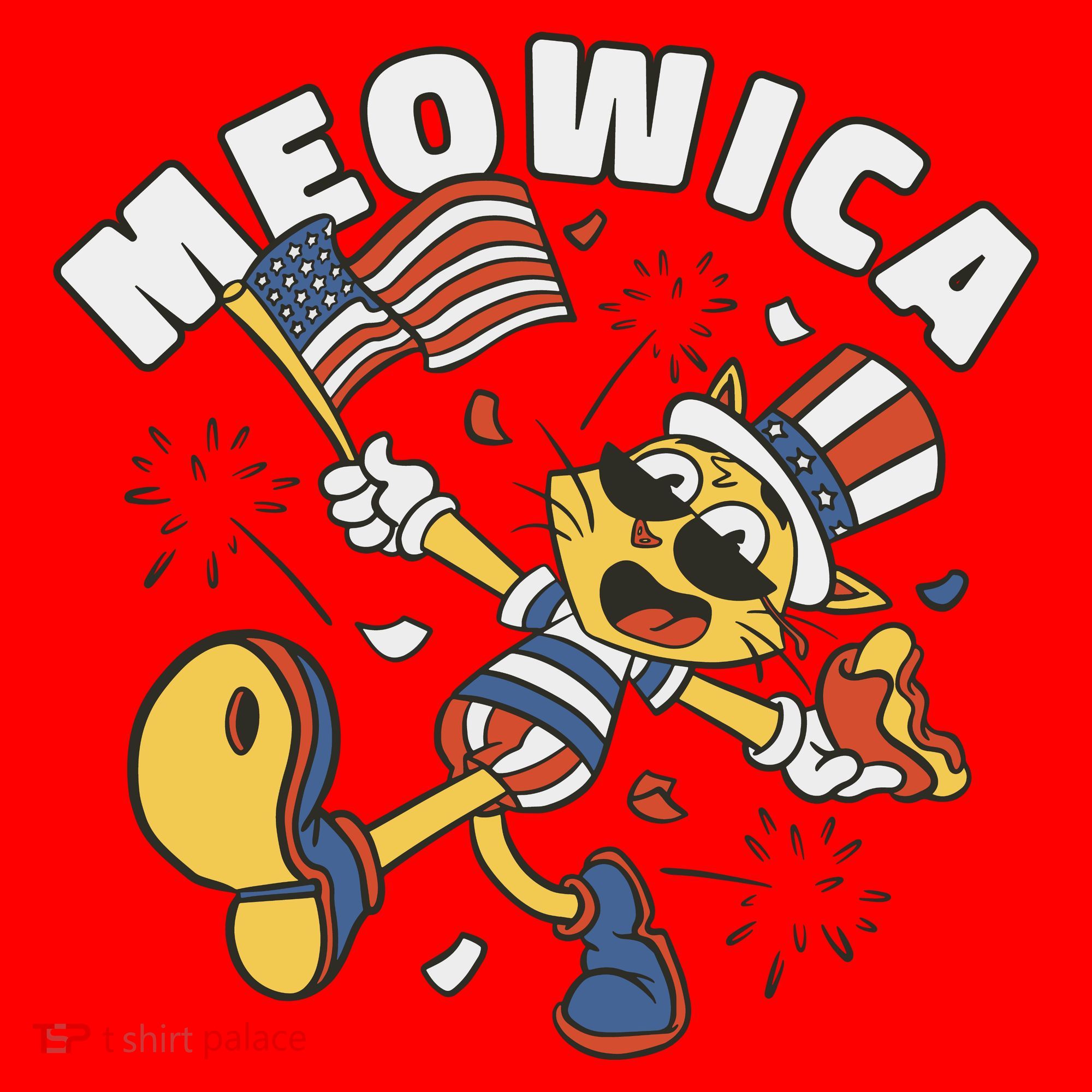 Meowica Fourth Of July Funny Cat Santa Hat