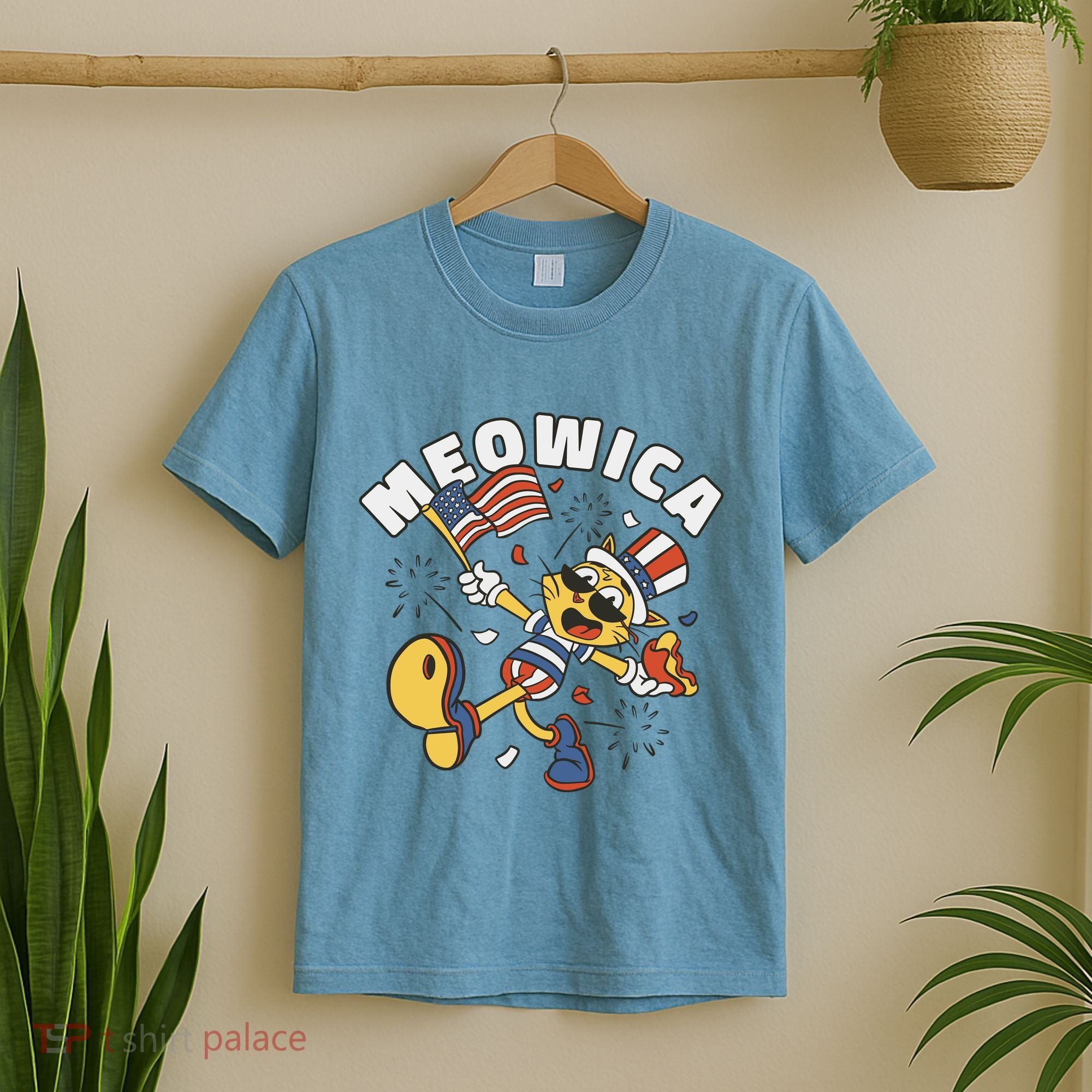 Meowica Fourth Of July Funny Cat T-Shirt