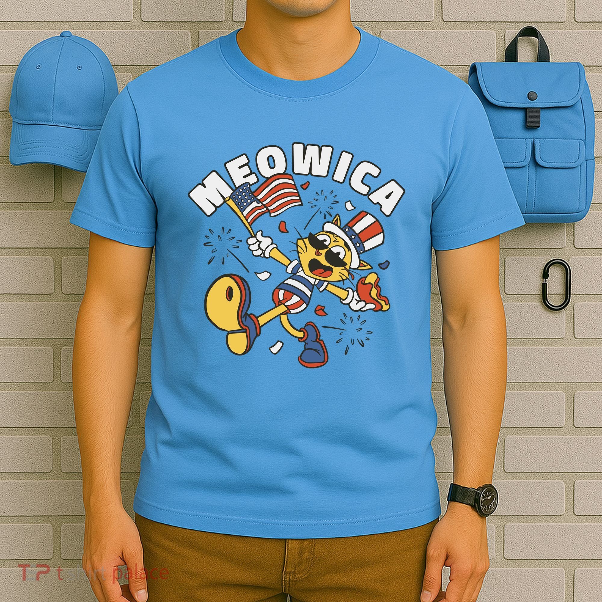 Meowica Fourth Of July Funny Cat T-Shirt