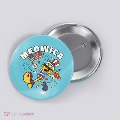 Meowica Fourth Of July Funny Cat Button