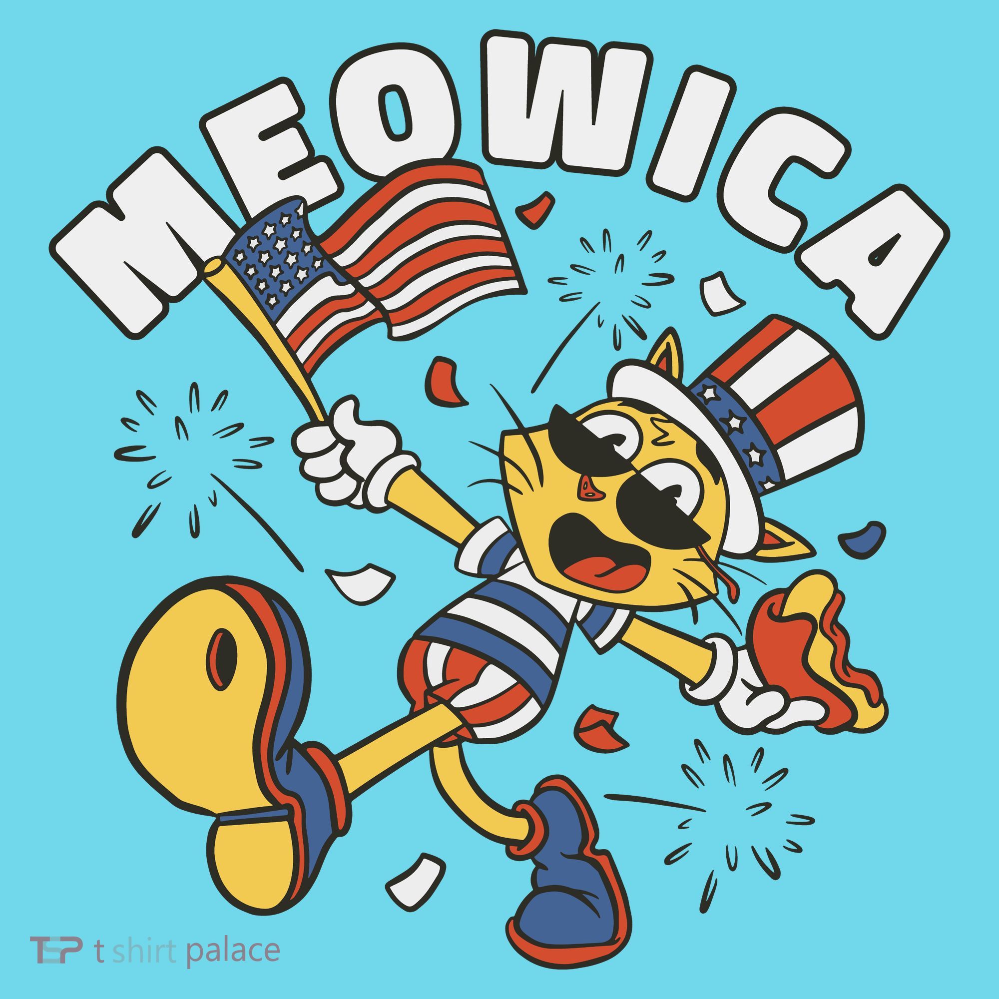 Meowica Fourth Of July Funny Cat Button