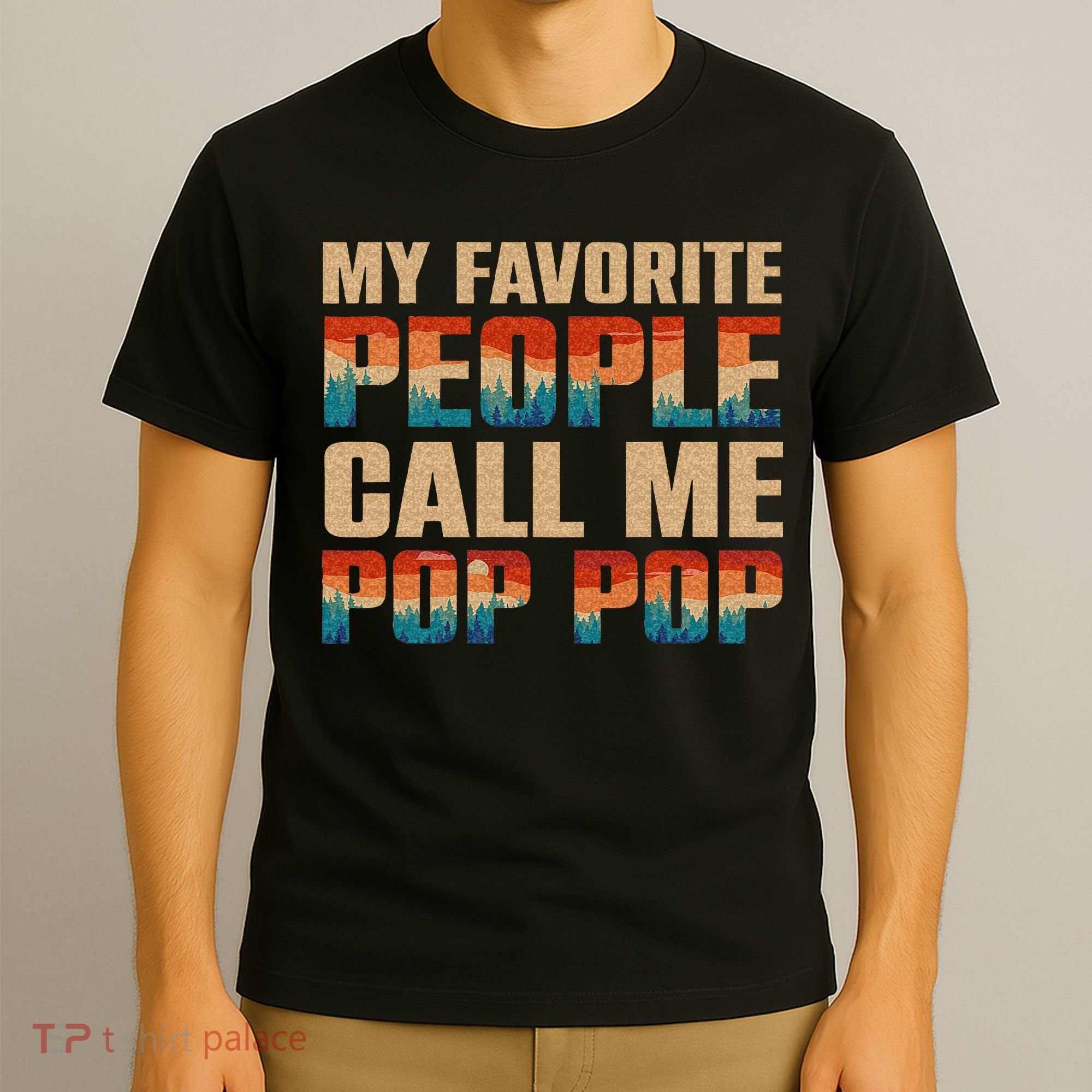 My Favorite People Call Me Pop Pop Men Vintage Grandpa T-Shirt