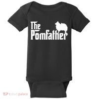 Mens Funny Pomeranian Father Dad The Pom Father Dog Lover Baby Bodysuit thumb 0