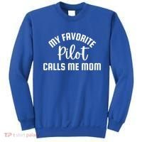 My Favorite Pilot Calls Me Mom Aviator Mother Aviation Gift Sweatshirt thumb 0