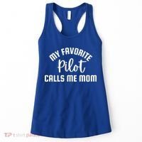 My Favorite Pilot Calls Me Mom Aviator Mother Aviation Gift Women's Tank Top thumb 0