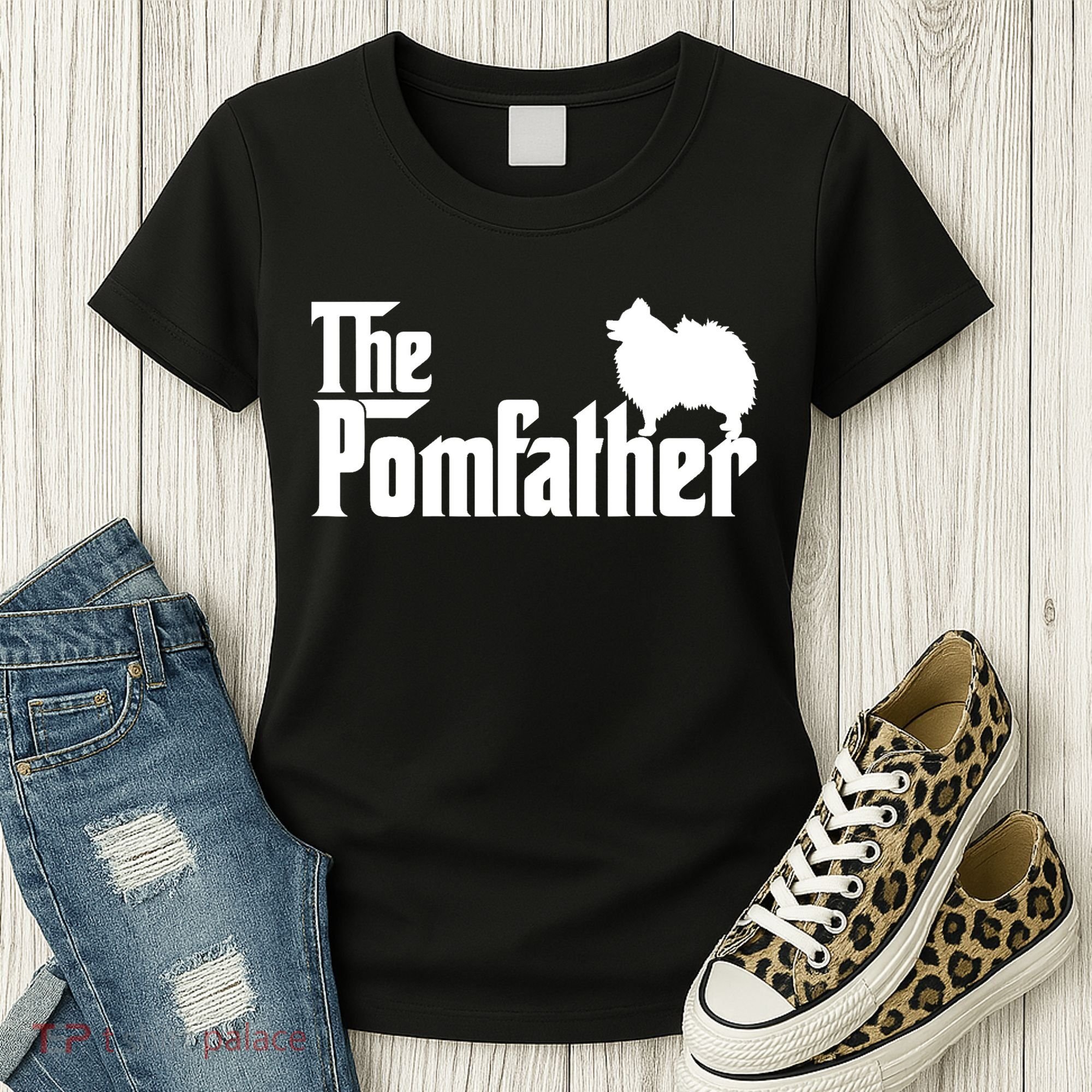 Mens Funny Pomeranian Father Dad The Pom Father Dog Lover TShirt Women's T-Shirt