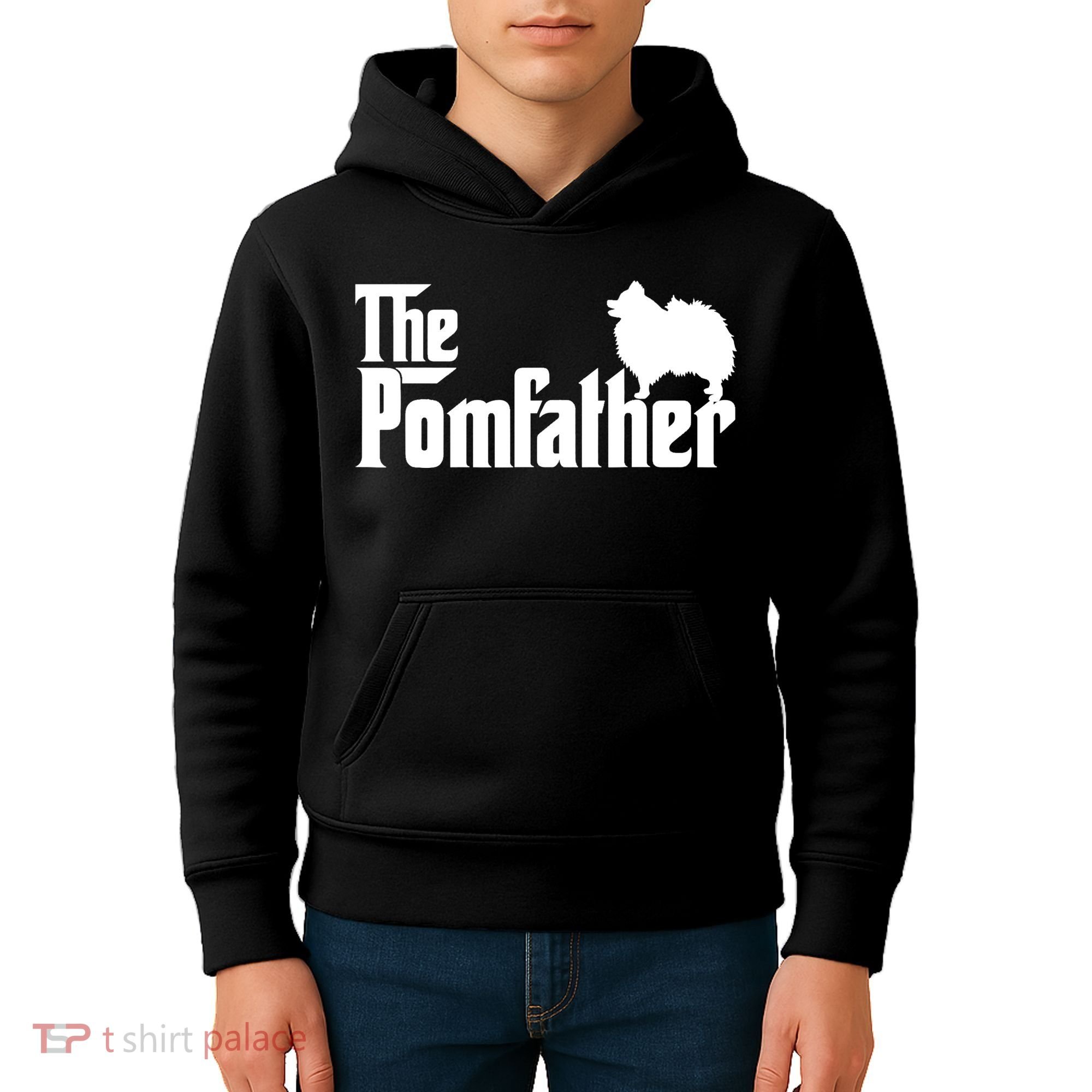 Mens Funny Pomeranian Father Dad The Pom Father Dog Lover TShirt Kids Hoodie