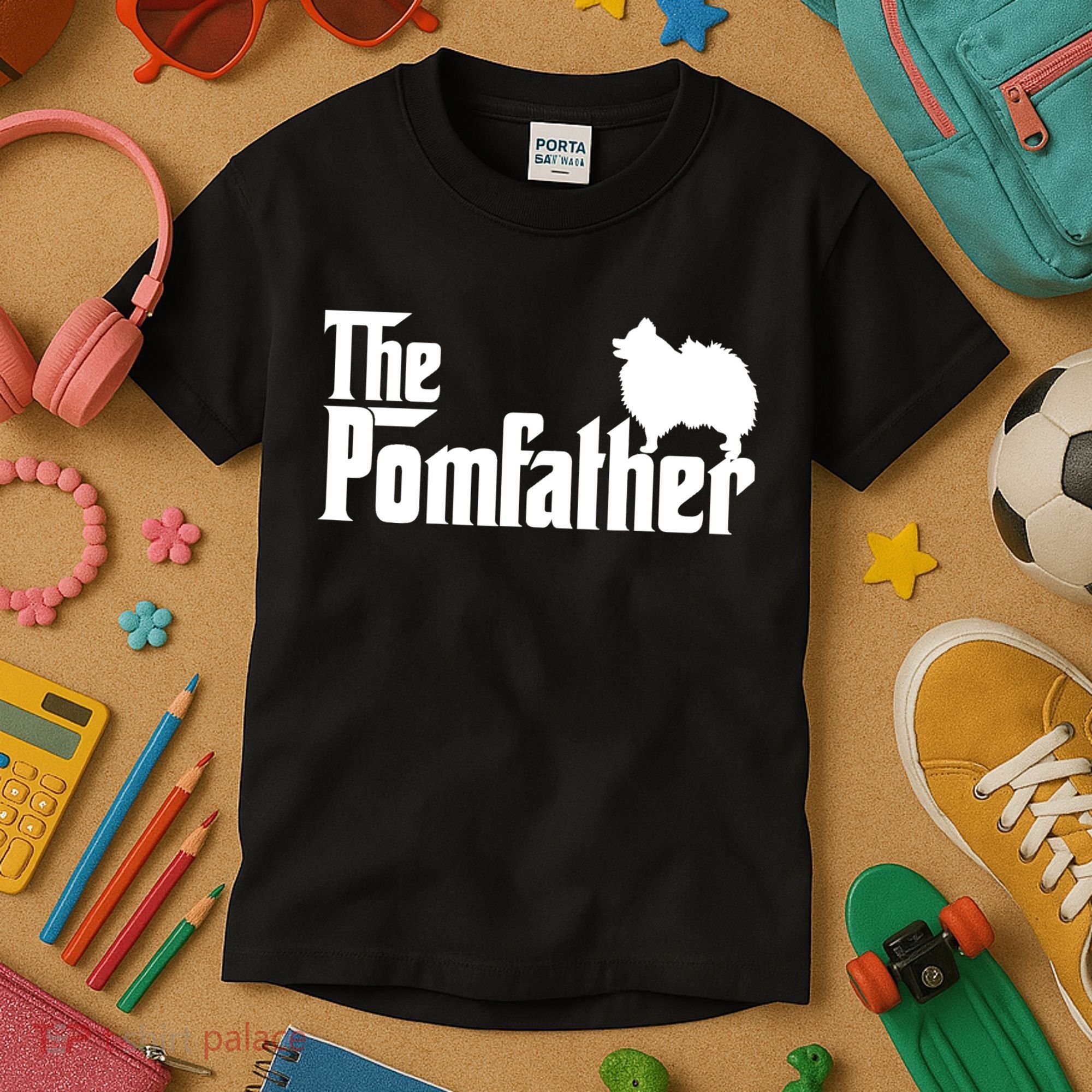 Mens Funny Pomeranian Father Dad The Pom Father Dog Lover TShirt Kids T-Shirt