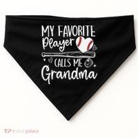 My Favorite Player Calls Me Grandma Baseball Heart Mothers USA-Made Doggie Bandana thumb 0